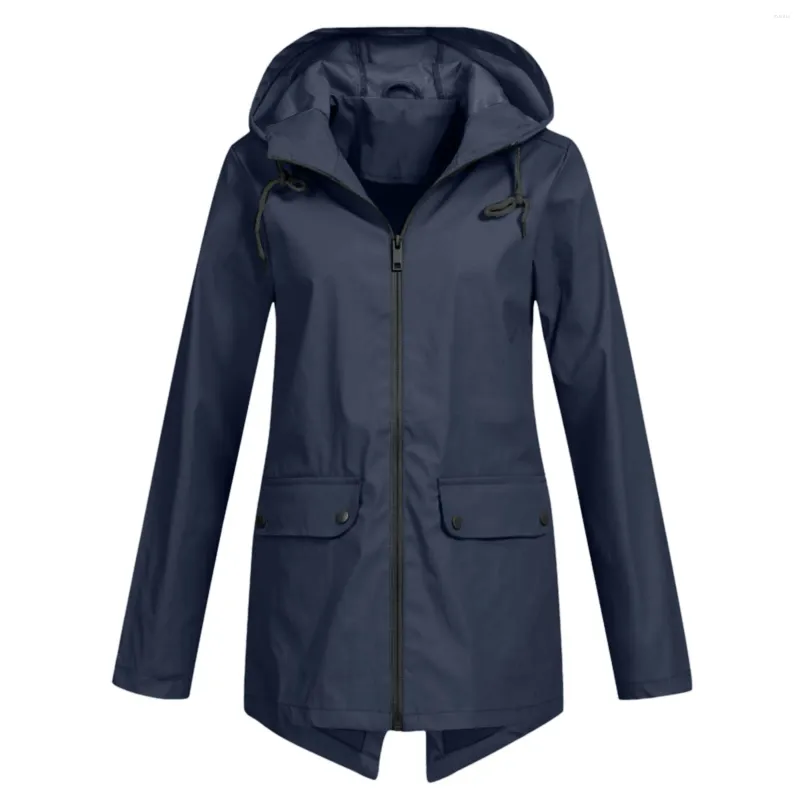 Kvinnorjackor Zip Up Jacket Raincoat Outdoor vandring huva vattentät vindtät kappa vindbrytare plus storlek fickan chaquetas