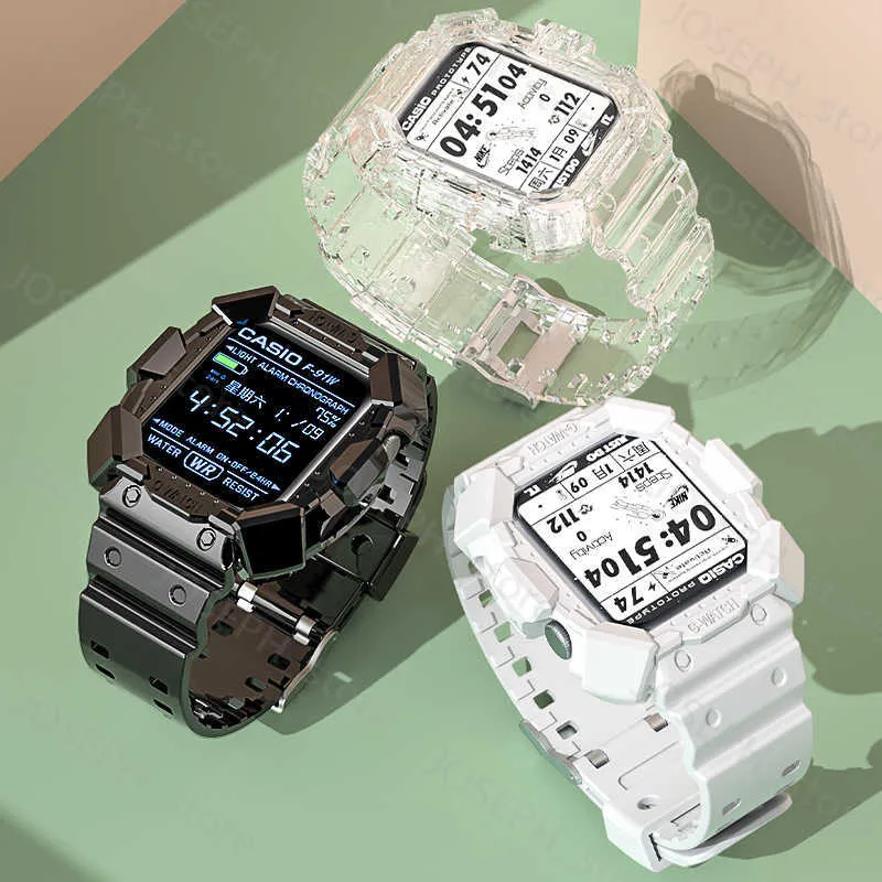 Outros acessórios de moda TPU Case+Strap for Apple Watch Band 45mm 41mm 44mm 40mm 42mm 38mm TPU Bandana de relógio transparente para Iwatch Series 3 4 5 6 SE 7 Tampa J230413