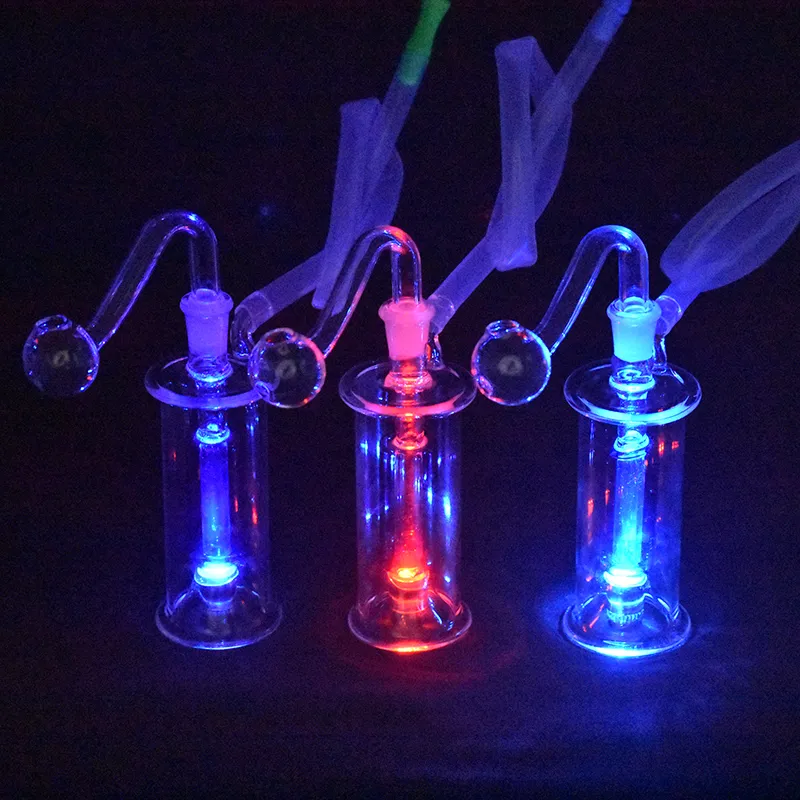 10pcs luz LED narguilé queimador de óleo de vidro bong tubos de água inline matriz favo de mel percolador grosso reciclador ashcatcher bongos com tubos e mangueira de queimador de óleo de vidro