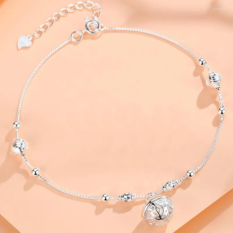 Bracelets de cheville Ruifan véritable 925 en argent Sterling cloche pendentif été pour femmes dames chaîne de cheville Fine bijoux accessoires YBR272