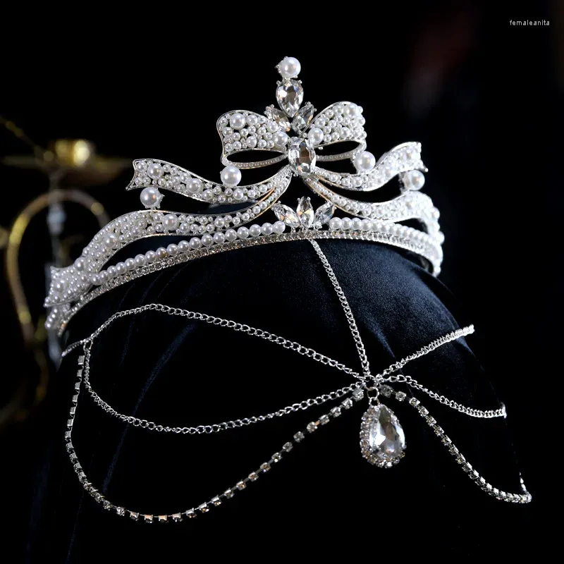 Pinces à cheveux couronne de mariée baroque, nœud de coiffure, robe de mariée rétro d'anniversaire, accessoires bijoux, diadèmes et couronnes pour femmes