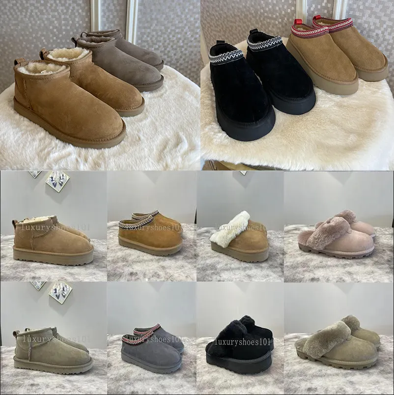 Designer Women Snow Boots Australia Warm Fashion mini mini pół buty zimowa platforma Tazz kapcie wełniane bawełniane sandały