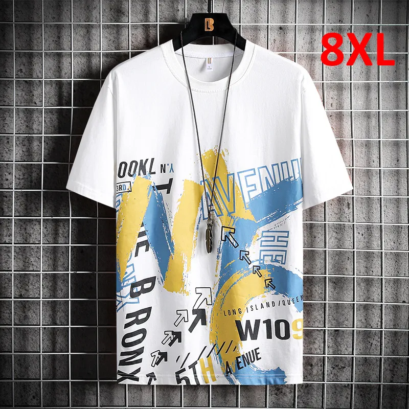 メンズTシャツ7xl 8xlプラスTシャツメンサマーショートスリーブTシャツファッション因果書のグラフィティシャツ男性サマートップスビッグサイズ7xl 8xl 230413