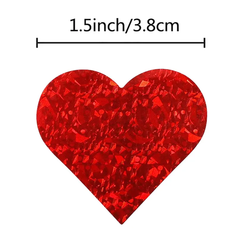 Roll 1inch Red Color Heart Shape Adhesive Stickers Bag Box Baking Shop Label Envelope Office Christmas Festival Valentine's Day Supplies