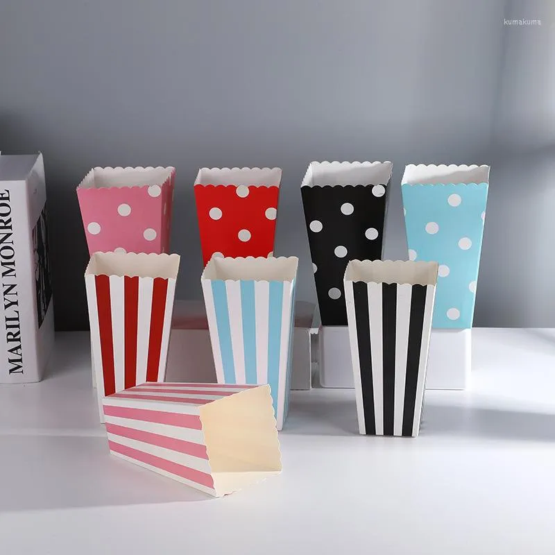 Confezione regalo 6 pezzi / 12 pezzi Scatola per popcorn usa e getta Patatine fritte Biscotti e altri cartoni per snack Confezione pieghevole quadrata