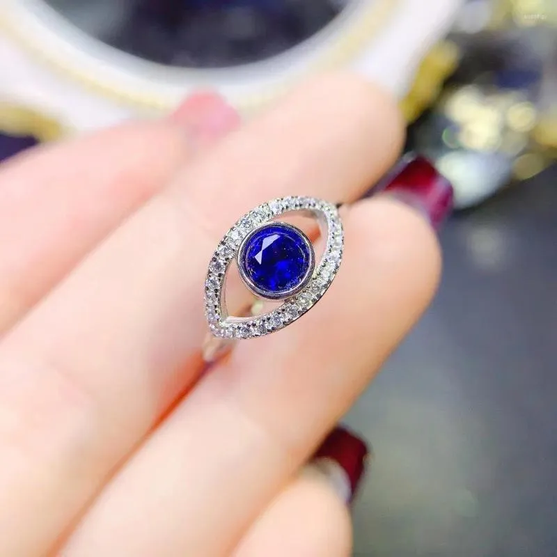 Ringos de cluster Sapphire Ring Lady 925 Silver Wedding Comemoration Jewelry Gift Engagement for Women