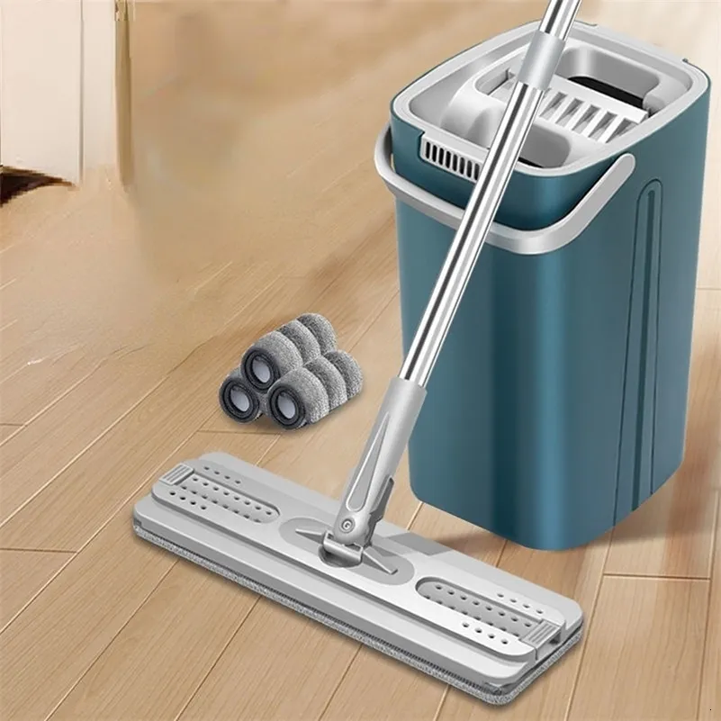 Mops Floor 360° mop pigro e set secchio mop per pulizia mop in fibra ultrafine bagnato asciutto detergente per pavimenti detergente per la casa 230412