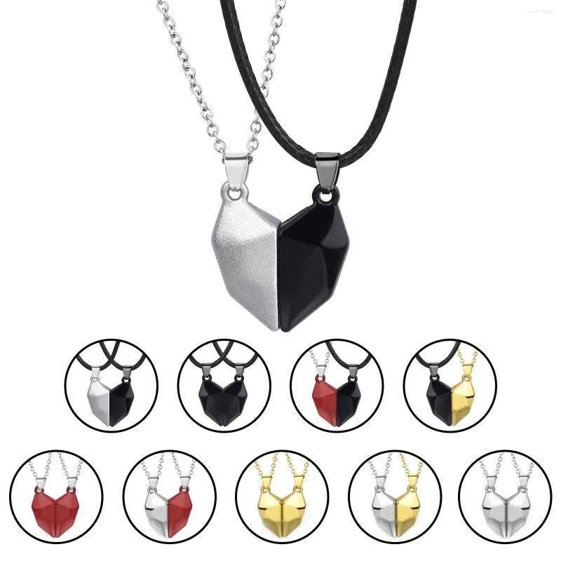 Pendentif Colliers 50 5 cm Mode Couple Magnétique Collier Pour Les Amoureux Gothique Punk Coeur Hommes Femmes Parti Cadeau Bijoux