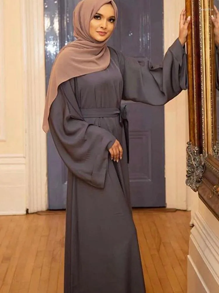 Ethnische Kleidung 10 Farben Muslim Abaya Full Cover Ramadan Kleid Abayas Islamisches Dubai Schnürkleid Eid Gebetskleidungsstück Jilbab Long Khimar