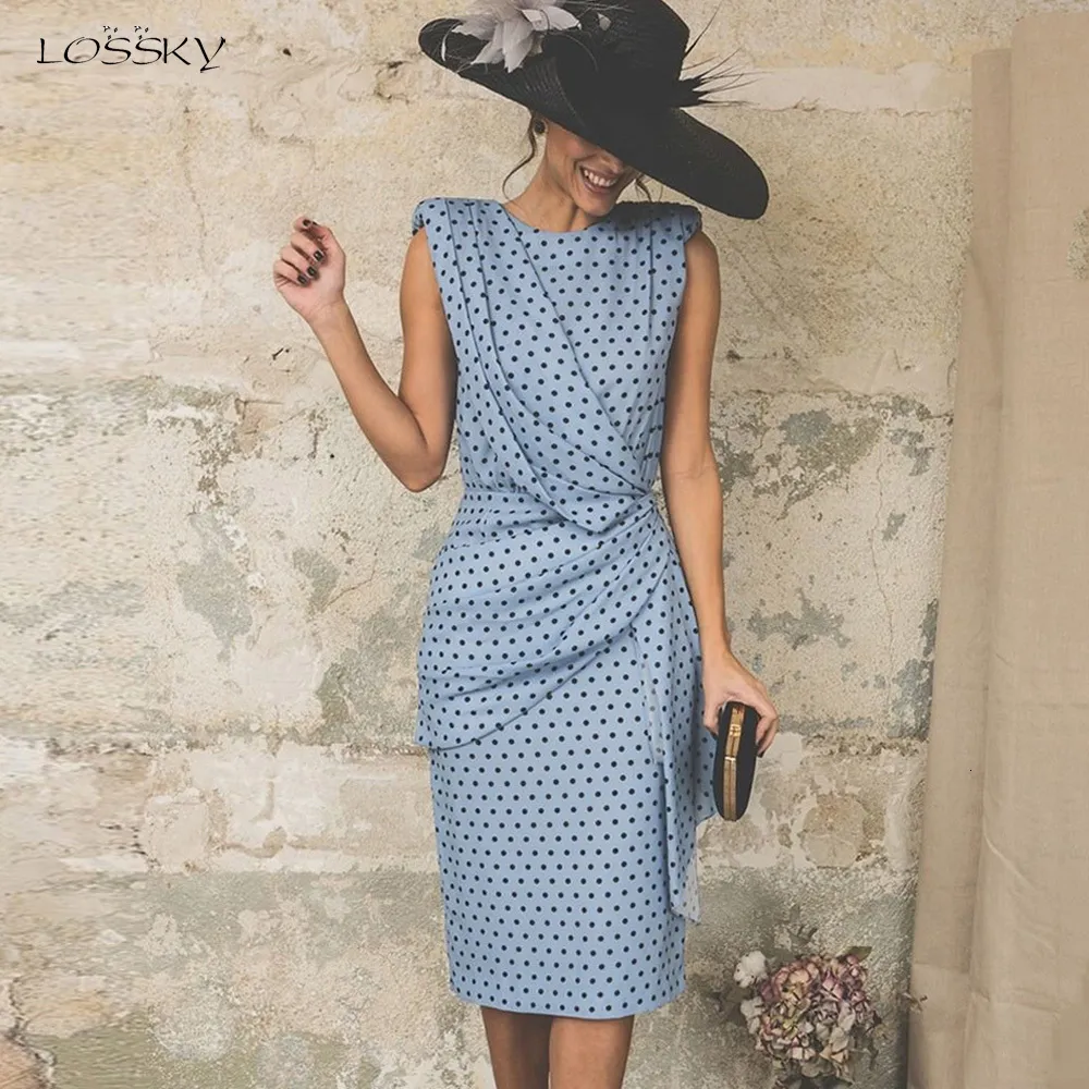 Elegant Polka Dot Ruched Tank Fitted office party wear dress for Women - Plus Size 3XL, White, Perfect for Summer and Fall (230413)