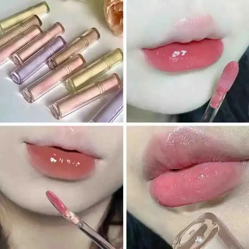 Lip Gloss Moisturizing MIrror Watery Jelly Lasting Liquid Lipstick Cosmetics Beauty Makeup Charming Nude Color 231113