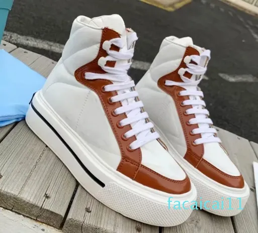 Designer unisex plattformskor makro och borstade läder high-top sneakers tränare för män kvinnor