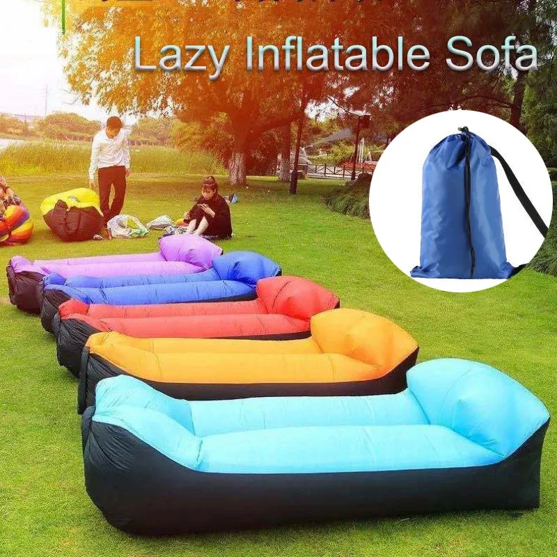 2X Fast Inflatable Lazy Lounge Camping Air Bag Sofa Bed hangout Beach Sleeping