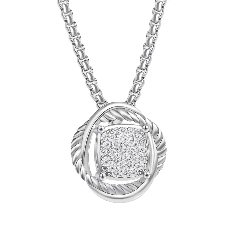 CZ PAVE PAVE HANDER KIJLLACE WIT GOUD GEPLATATE TWISTE CIRCLES Design ketting sieraden voor vrouwen