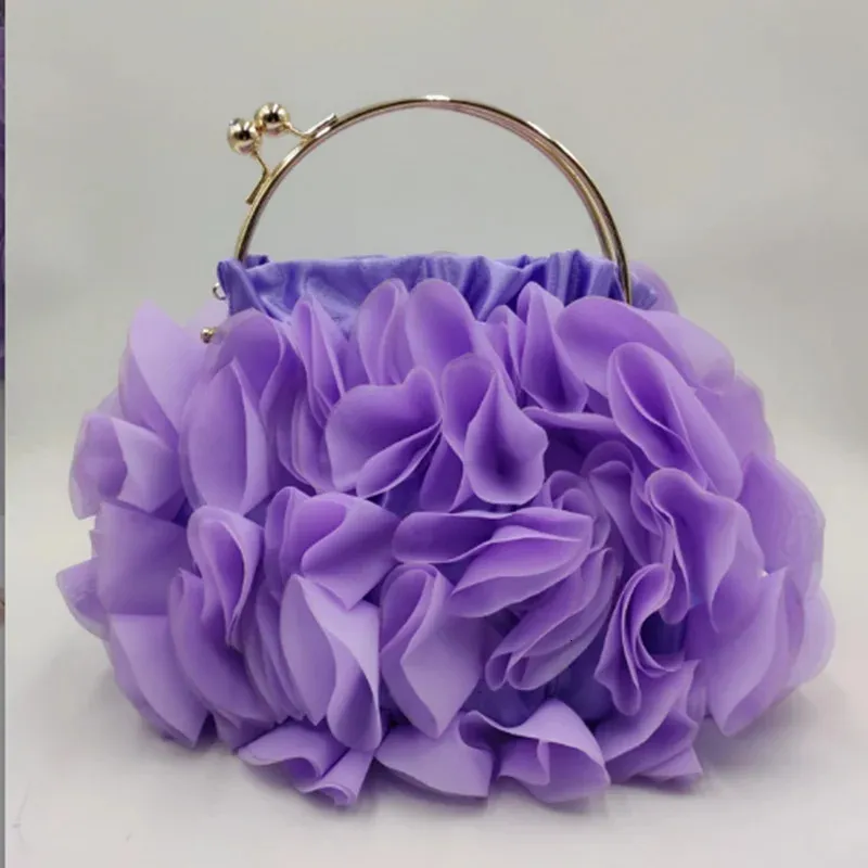 Kvällspåsar Xiyuan Purple/Red/Black Evening Clutch Bag Luxury Satin Floral Wedding Purses and Handbags Ladies Designer Women's Shoulder Bag 231113