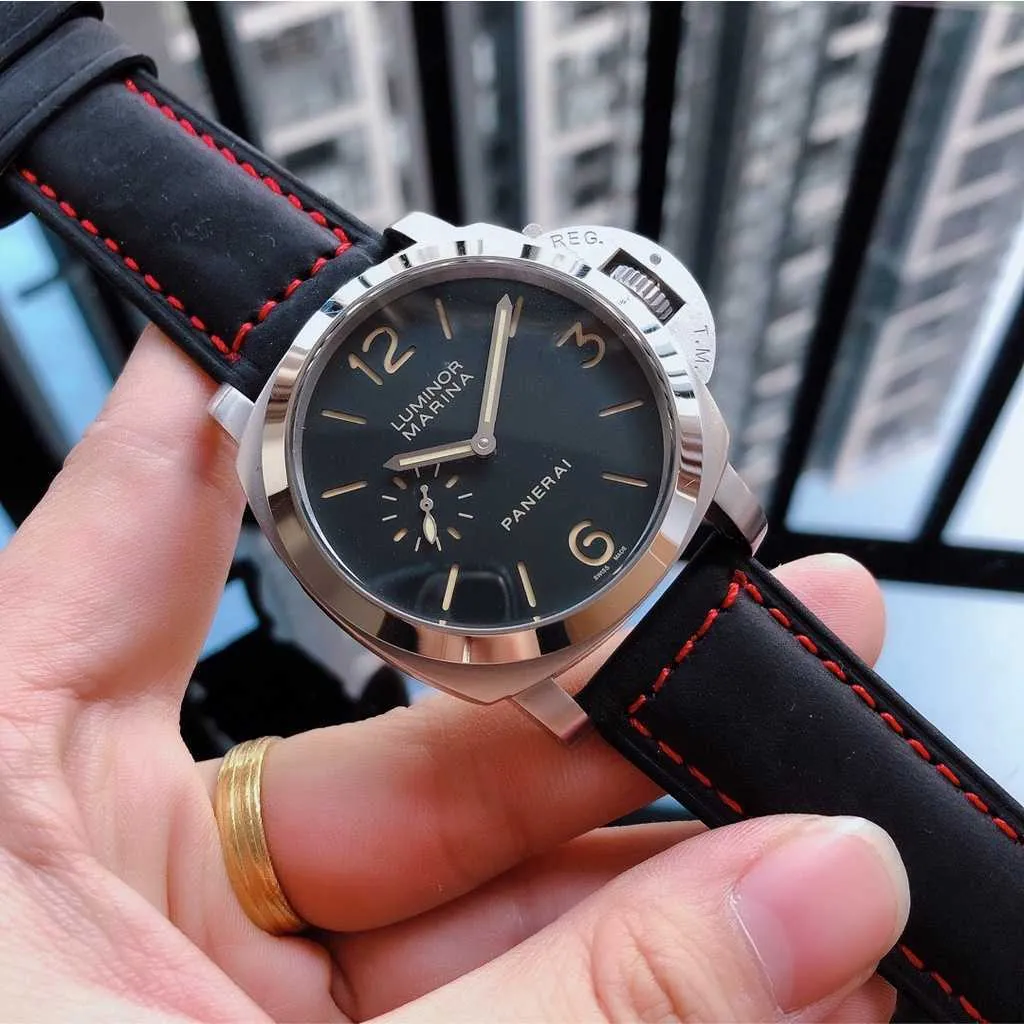 Luxo masculino automático mecânico designer relógio safira espelho movimento suíço tamanho 44mm importado pulseira de couro esporte relógios de pulso