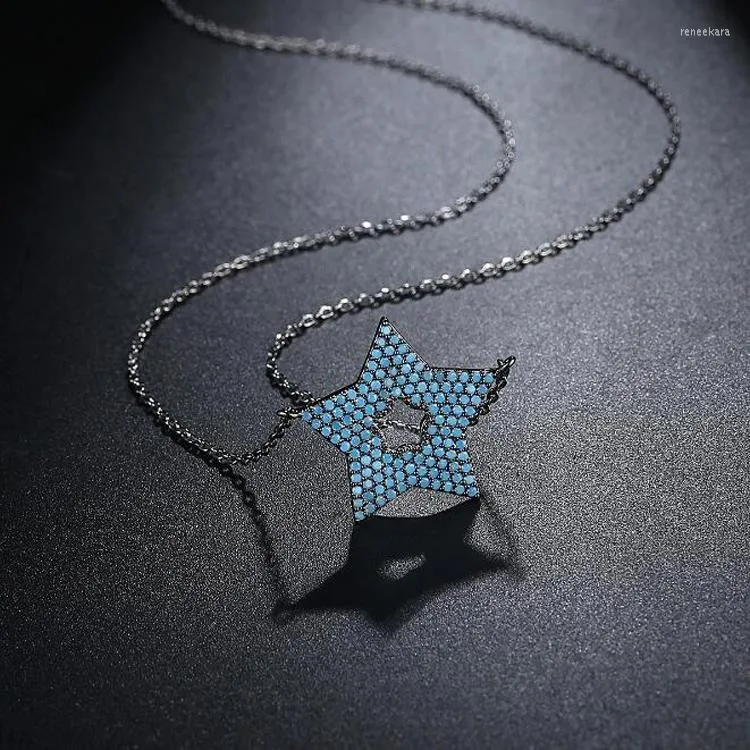 Kedjor ol stil mode blå stjärna halsband mosaik stenlagd premium zirkoniums svart kedjeklavikel för kvinnor