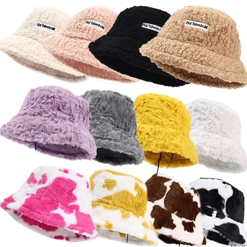Breda randen hattar hink kvinnor förtjockar ull hatt höst vinter varm plysch mode panama casual för damer fiskare mössor gata 231113
