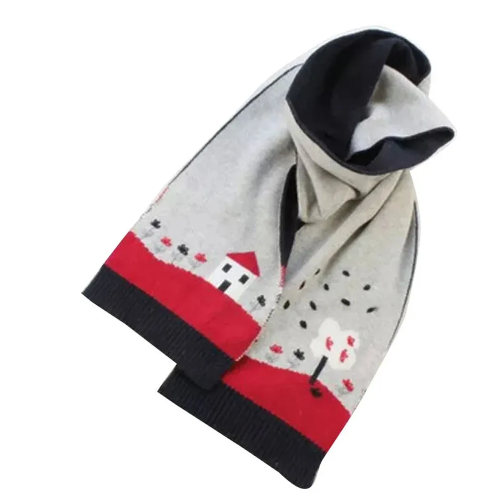 スカーフラップトゥ - ベイビーガール冬の温かいスカーフニットキッズソフトスカーフの子供刺繍素敵な花のスカーフ231113