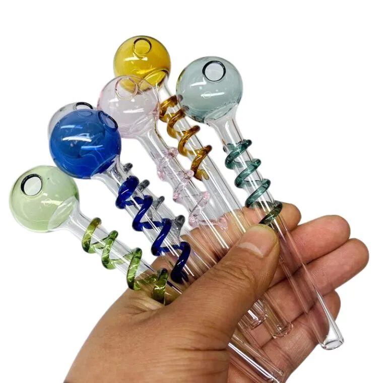 ACOOK 14CM Glass Oil Burner Pipe Thick Pyrex Smoking Hand Nail Burning Dry Herb Tobacco Water Handcraft Tube Dab Rigs