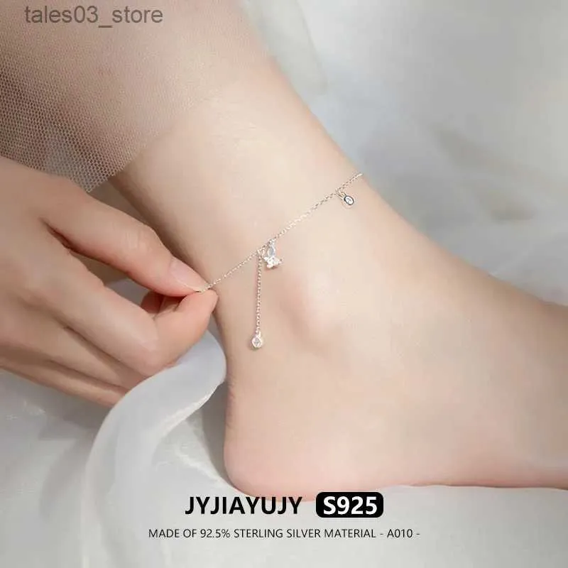 Anklets Jyjiayujy % Hela Sterling Silver S925 Anklet i Stock Butterfly Zircon Design Fashion Jewelry Gift Daily Använd A010 Q231113