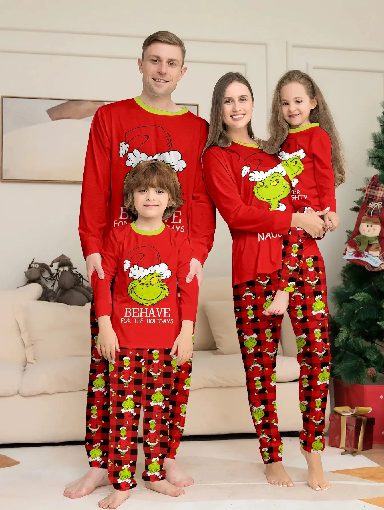 Familie Passende Outfits 2024 Weihnachten Pyjamas Set Weihnachten Erwachsene Kinder Mutter Und Tochter Vater Sohn Nachtwäsche Baby Look 231113