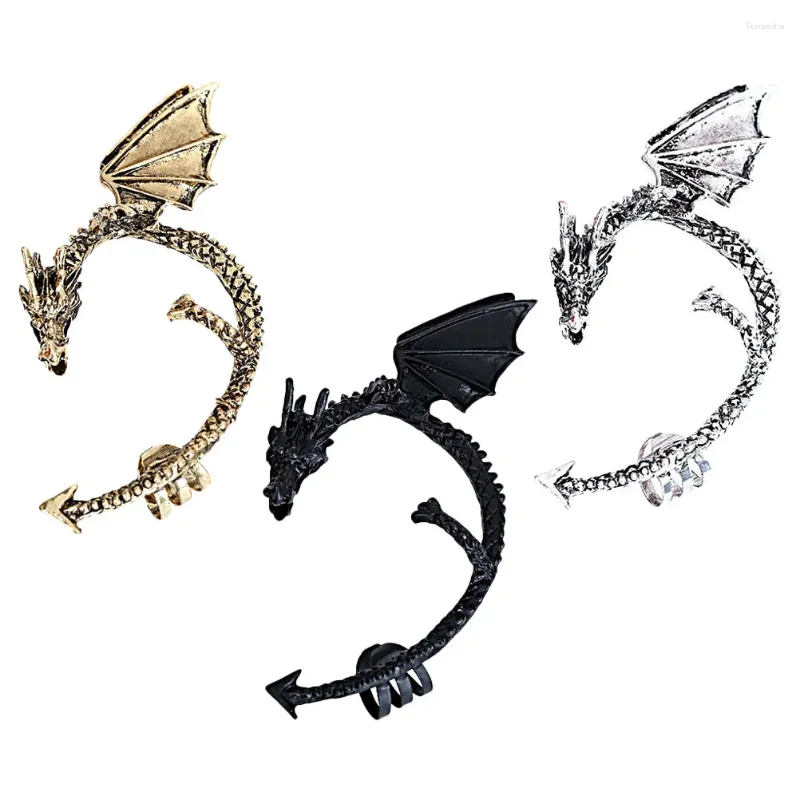 Backs Earrings 3 Pcs Flying Dragon Nightclub Clip Cuff Punk Stylish Jewelry Gothic Cuffs Alloy Wrap Crawler