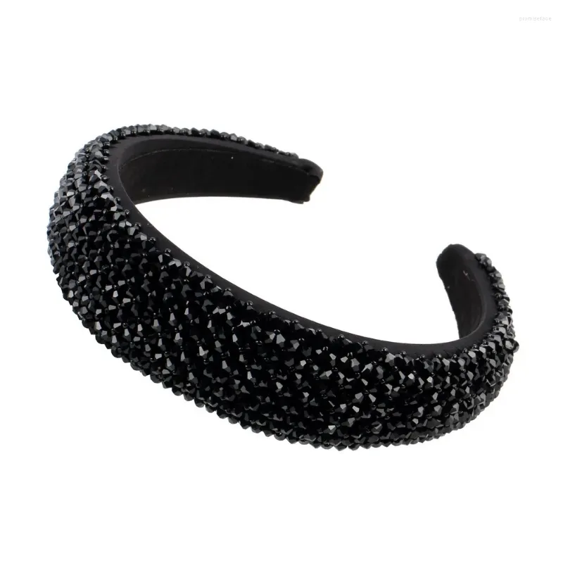 Hair Clips Fashion Big Size Black Headbands For Women Party Statement Chunky Rhinestone Bead Hairbands Luxury Jewelry Accessories