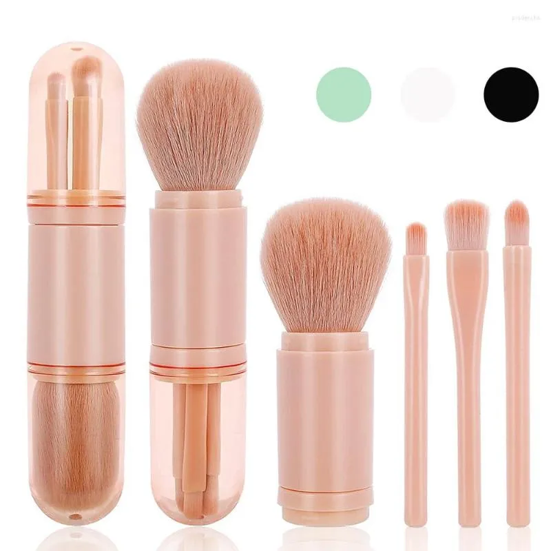 Makeup Brushes 4 i 1 Brush Set Portable Travel Mini Eyeshadow Foundation Powder Make Up Dractable Face Cosmetics Beauty Tools