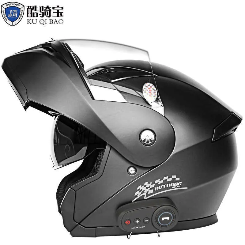 Kuqibao motorcycle Bluetooth helmet double lens with FM hidden microphone UUPW