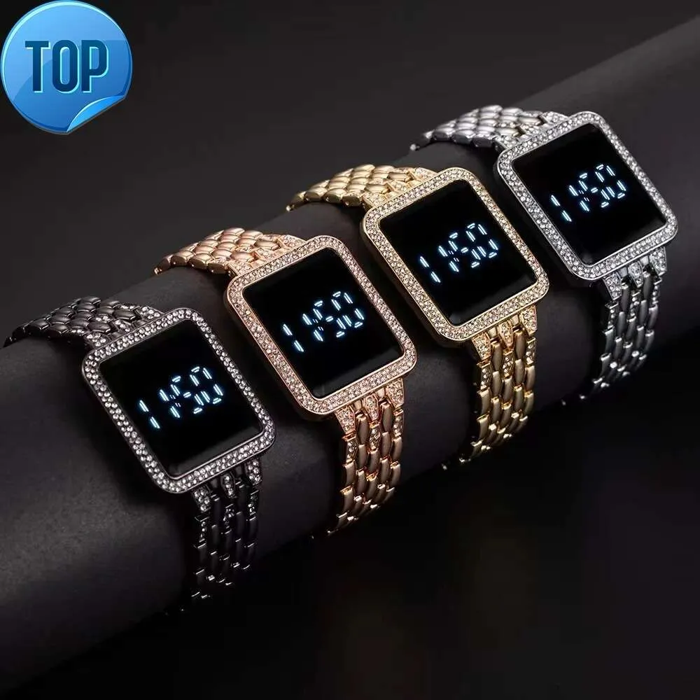 Moda Digital Relojes De Las Mujeres De Lujo Pulsera De Oro Rosa Hebilla  Magnética Cierre Señoras LED Electrónicos Femeninos