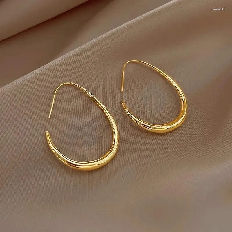 Boucles d'oreilles créoles en argent 925, aiguille géométrique ovale pour femmes et filles, bijoux de fête de mariage Eh2008