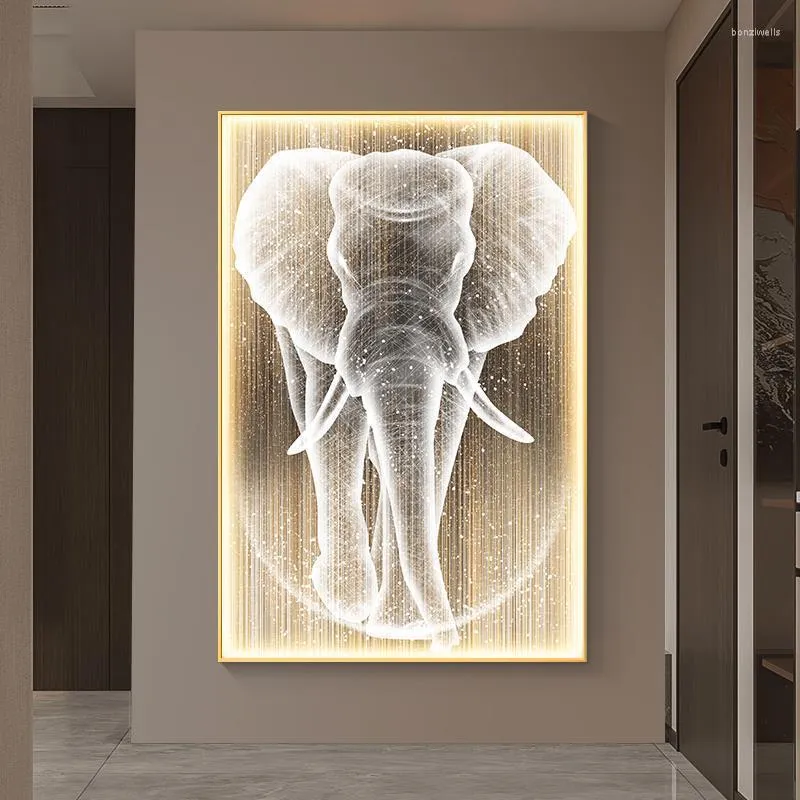 Lámpara de pared LED creativa moderna decoración de lujo pintura elefante sala de estar sofá fondo