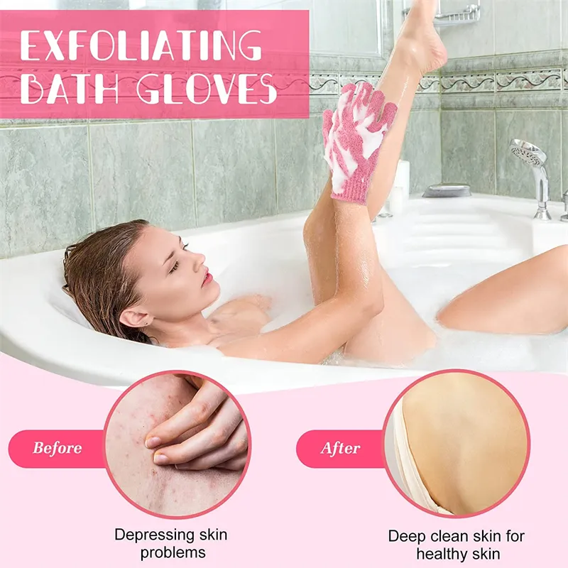 Wholesale Exfoliating Shower Bath Gloves Bath Brushes for Shower Spa Massage and Body Scrubs Dead Skin Cell Remover Solft and Suitable for Men Women