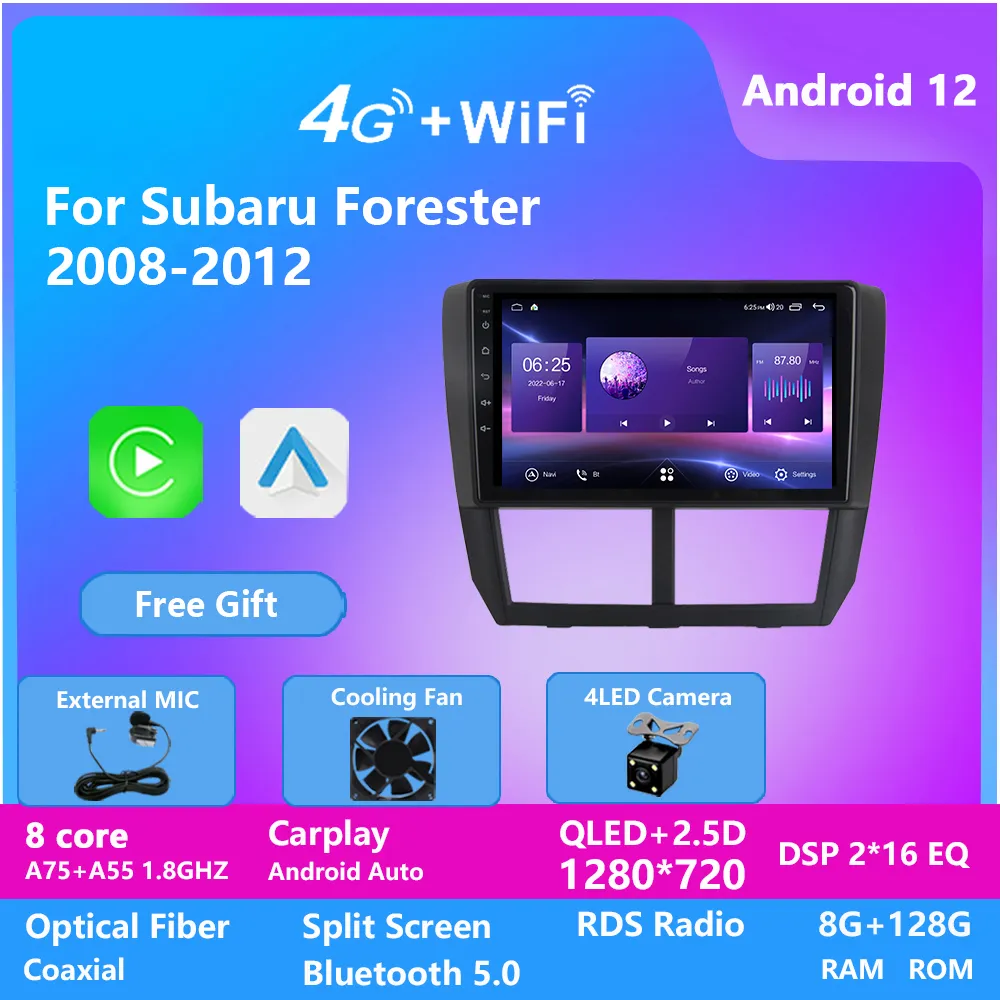 Radio samochodowe wideo Android 2din DVD Odtwarzacz GPS Nawigacja dla Subaru Forester 2008-2012 DSP Bluetooth Wi-Fi SWC