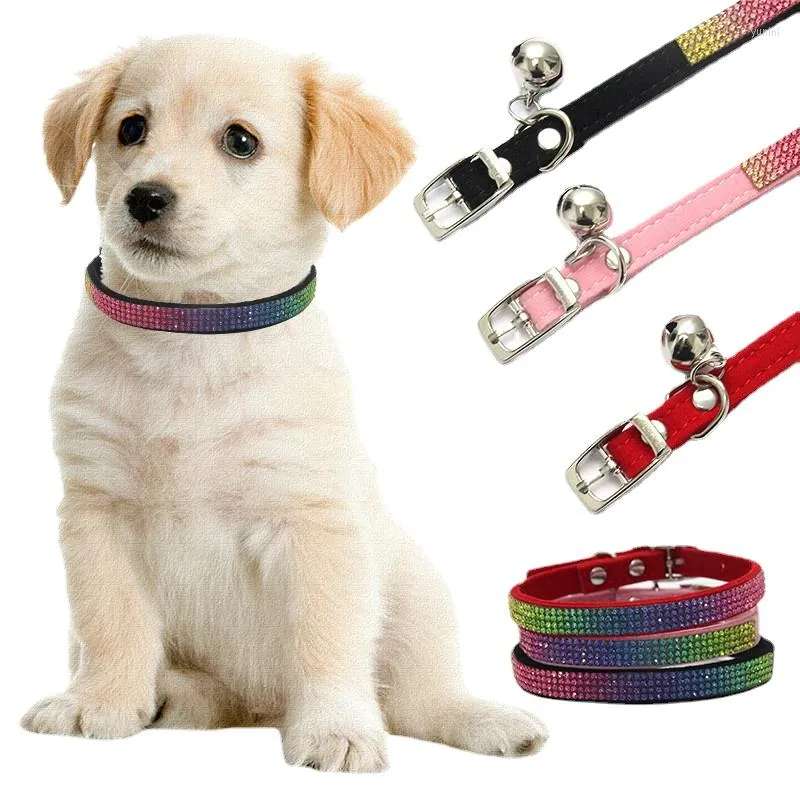 Hundehalsbänder Farbe Diamant Strass Verstellbares Hundehalsband Katze Welpen Lederband Super Helles Kätzchen Zubehör