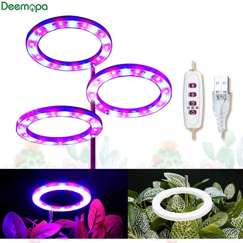 Cultivez des lumières Led Angel Ring élèvent la lumière de plante DC5V USB Phytolamp pour les plantes Led lampe à spectre complet pour les semis d'intérieur maison fleur Succulet P230413