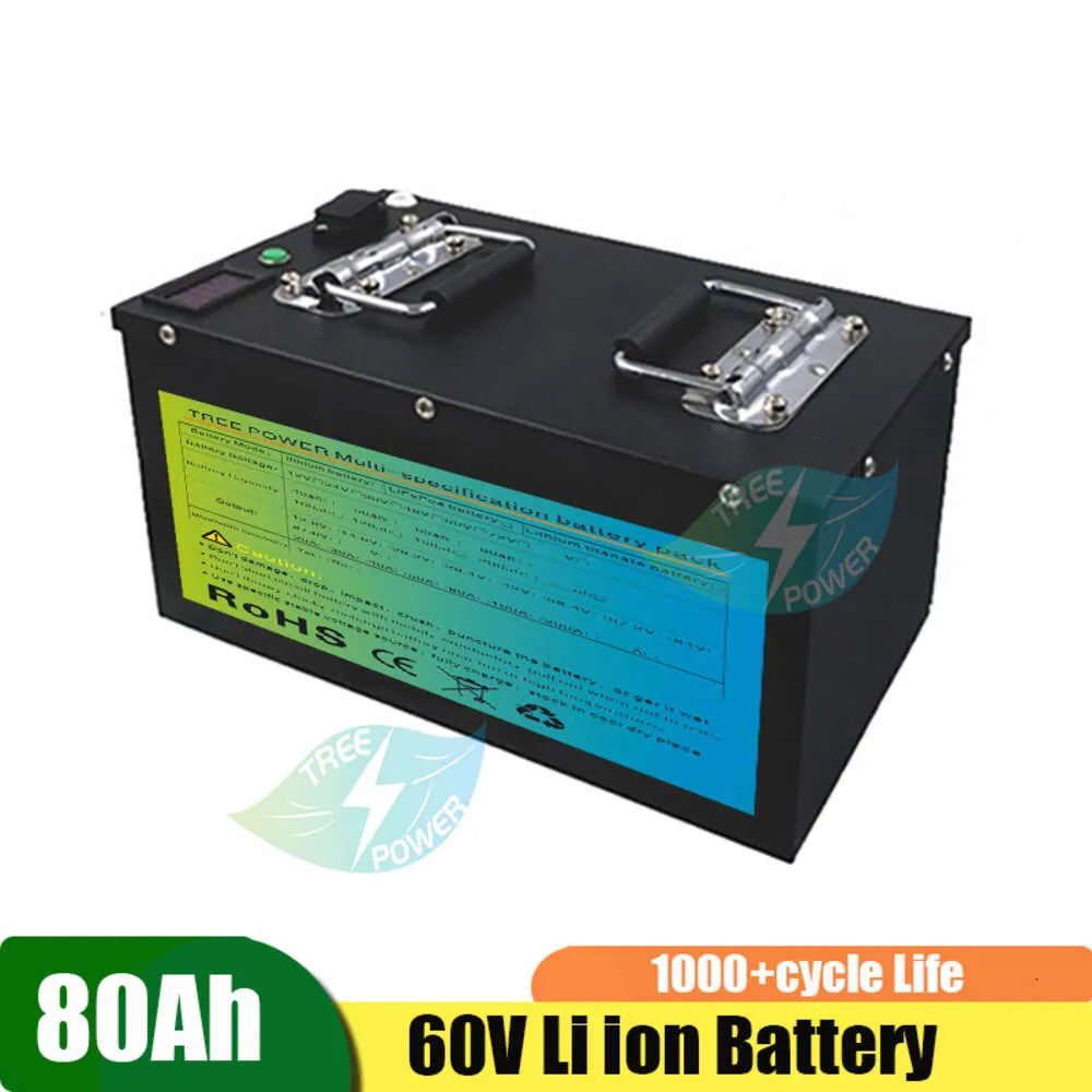 Batteria al litio 60V 80Ah con BMS Li Ion per bicicletta elettrica Ebike Scooter Moto Sostituisci + Caricabatterie