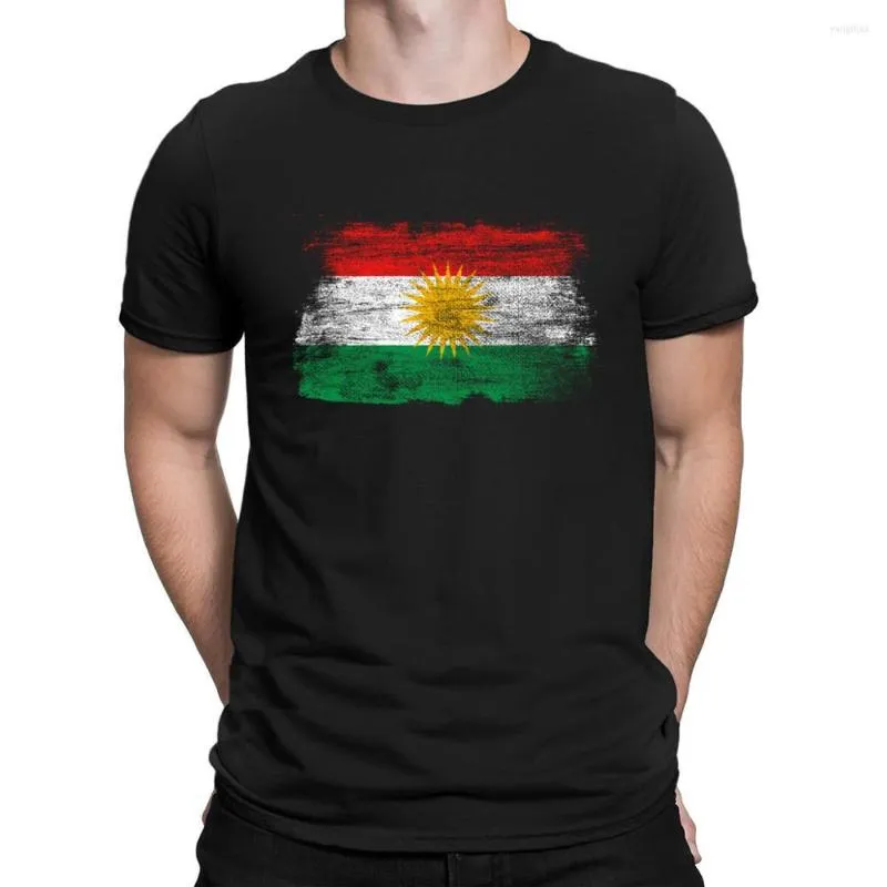 T-shirts pour hommes Kurdistan Nation Kurde drapeau kurde chemise col rond couleur unie graphique t-shirt pour hommes hauts photos décontractées