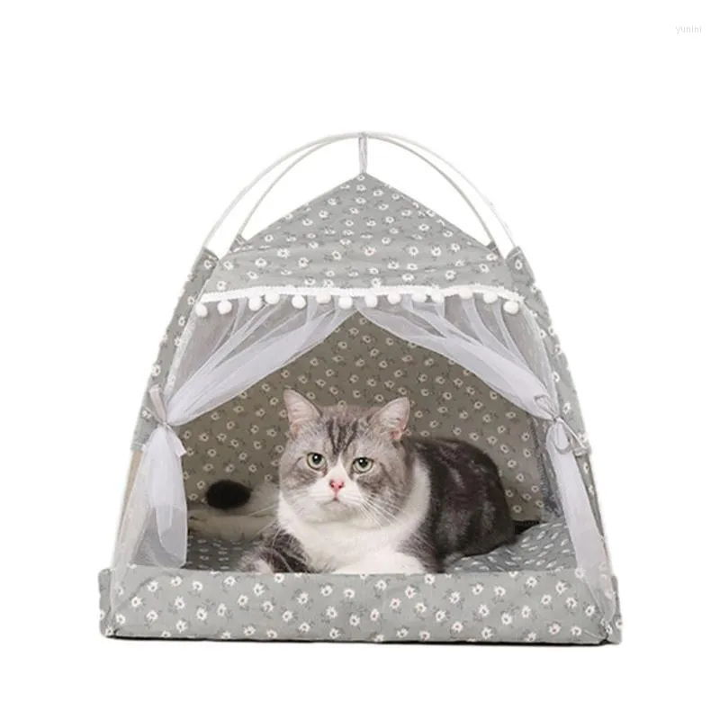 Cat Carriers Nest Semi-Evencated Tent Pet Shelter med skärmdörr Summer Lull House Bekvämt och andningsbara säng