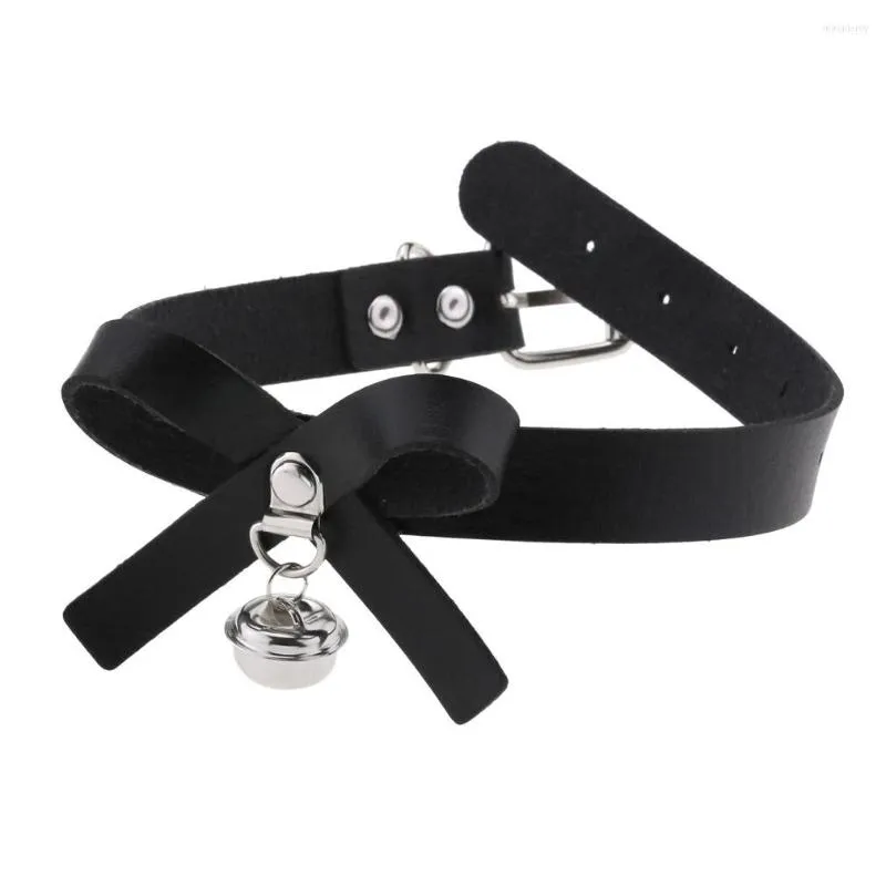 Choker Woman Black Punk Collar Necklace Pu Leather Goth Bells Pendientes Party Club Sexy Gothic Femme Jewelry