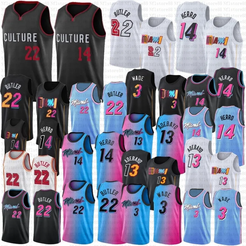 Jimmy Butler Basketball Jersey Dwayne Dwyane Wade Tyler Herro 2023 2024 NOWOŚĆ 22 3 14 Kyle Lowry Bam Adebayo