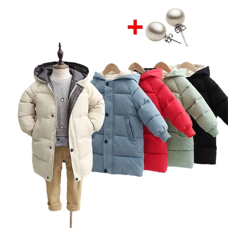 Down Coat Children's Down Coat Winter Teenage Baby Boys Girls Cotton-padded Parka Coats Thicken Warm Long Jackets Toddler Kids Outerwear 231113