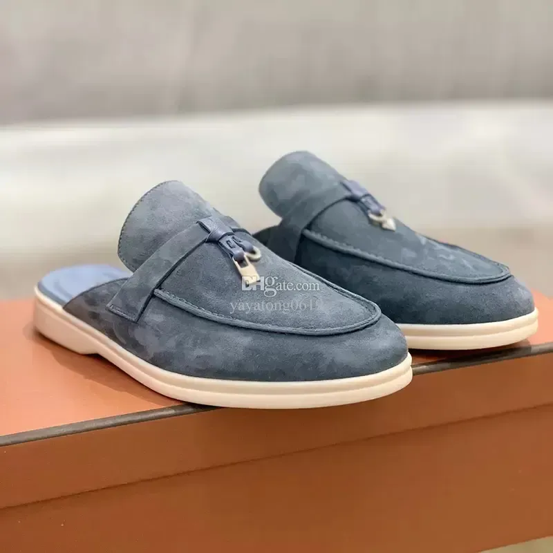 Designer Hommes Chaussures de luxe Charms Walk pantoufle de haute qualité Femmes mocassins occasionnels pantoufles de plate-forme classique en daim chaussures plates mules w00