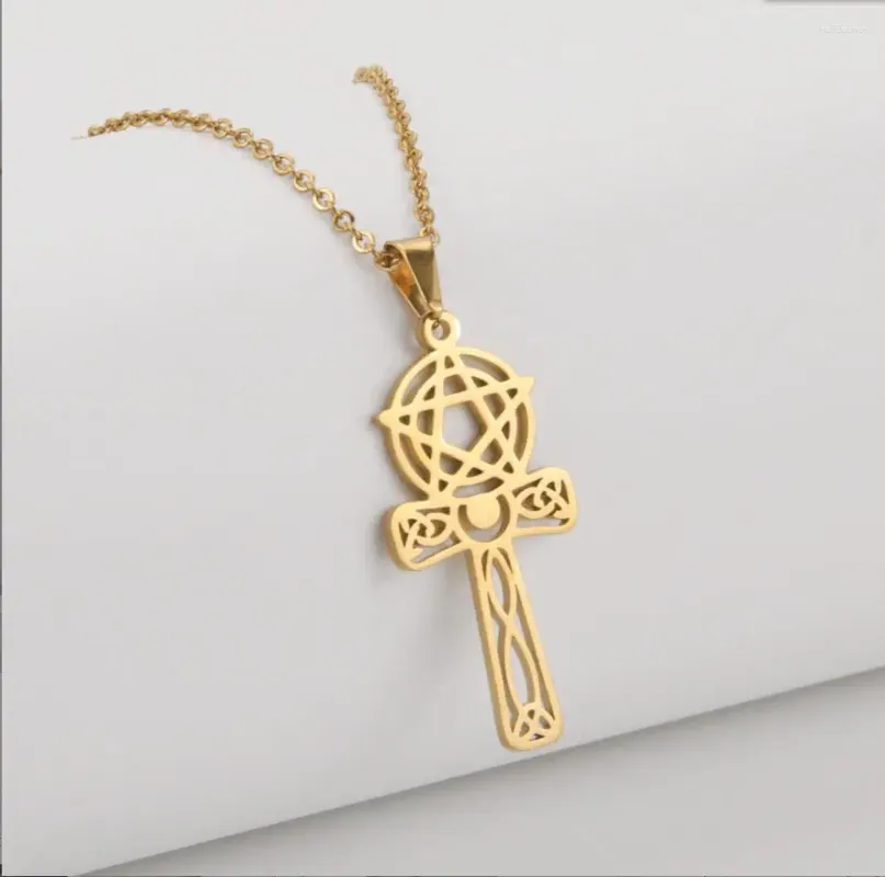 Naszyjniki wiszącej 1PC Cross Star Naszyjnik Nadprzyrodzony amulet żydowski prezent dla kobiety biżuteria ze stali nierdzewnej F1355