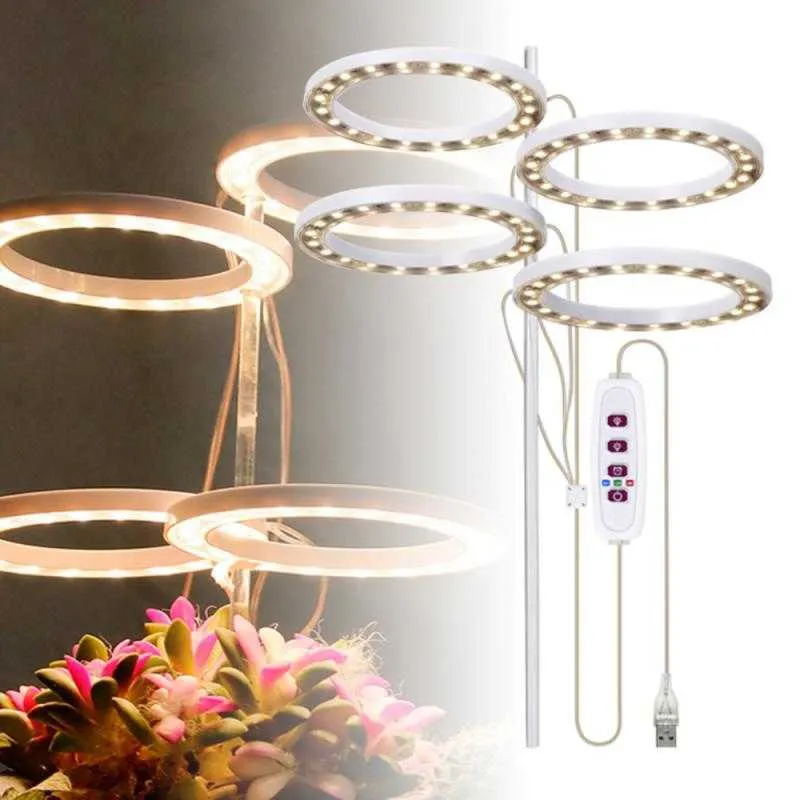 Grow Lights LED Angel Ring Grow Light DC 5V USB Phytolamp för växter LED Full Spectrum Lamp för inomhusväxtplantor Hemblommor Succulet P230413