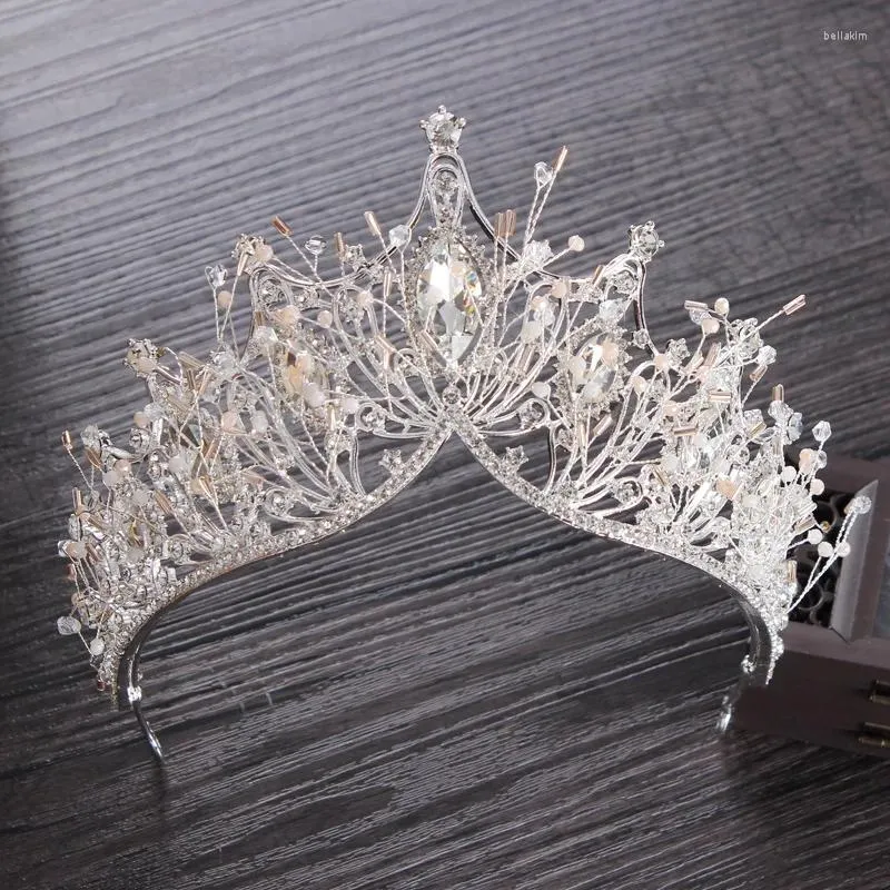 Haarclips Sprankelende Prinses Bruiden Tiara Hoofdbanden Kristal Handgemaakte Hoofddeksels Bruiloft Accessoires