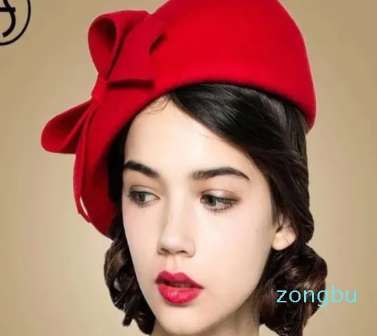 Fs elegante lã feltro fedora branco preto senhoras chapéus vermelhos fascinadores de casamento feminino bowknot boinas bonés pillbox chapéu chapeau