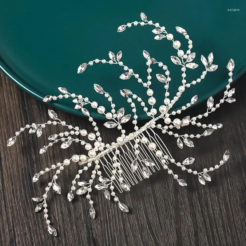 Fermagli per capelli Perla di lusso Strass Pettine Accessori per le donne Sposa Matrimonio Tiara Fascia per capelli Testa Decorazione di perline