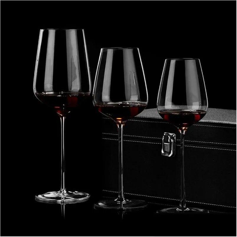 Vidros de vinho Conjunto de vidro de vinho tinto Cálice doméstico luxo cristal europeu high-end oblíquo bordeaux 210326 gota entrega casa jardim ki otvzp